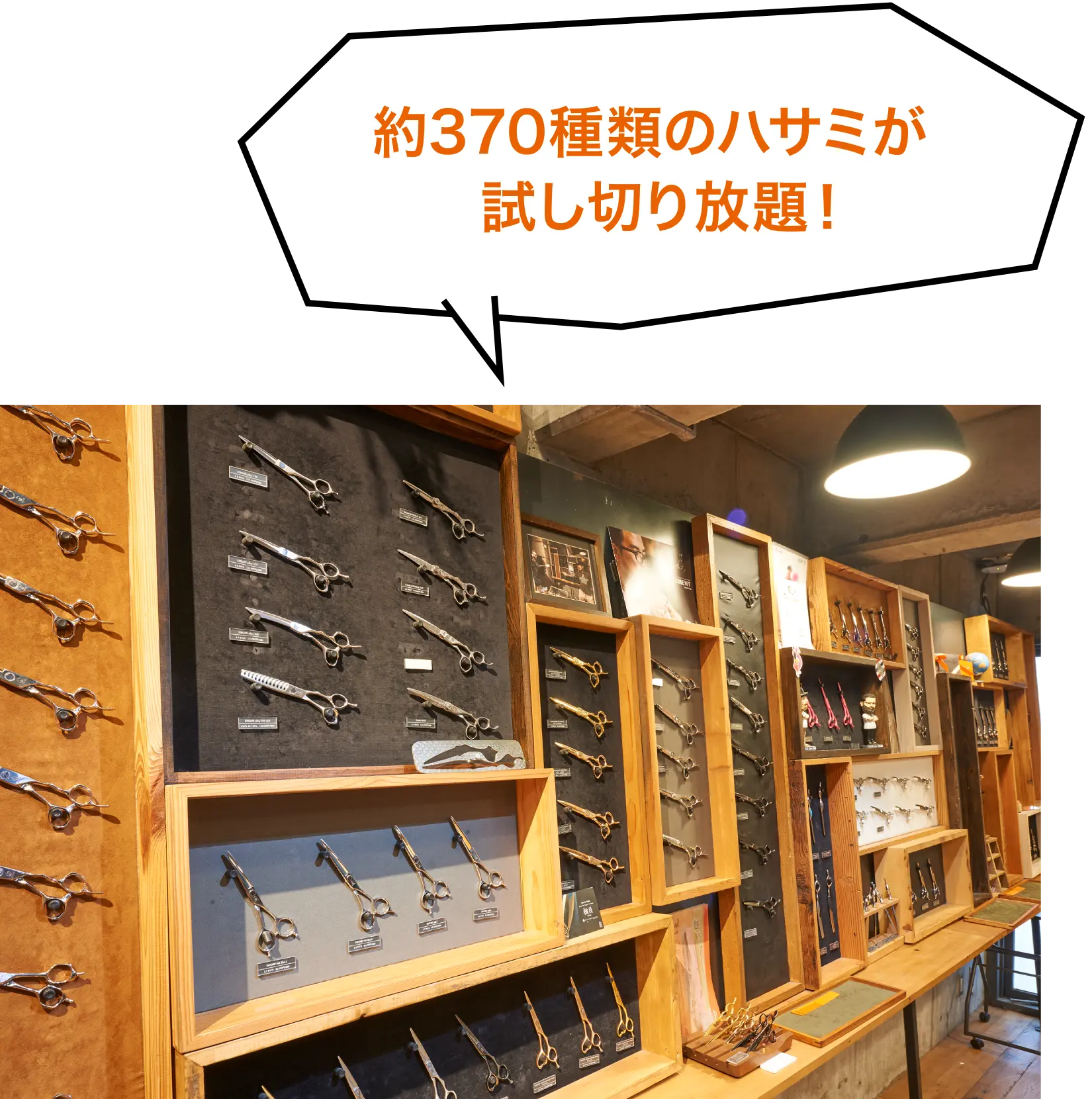 約370種類のハサミが試し切り放題！