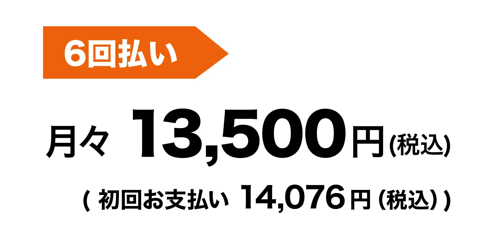 6回払い 月々13,500円